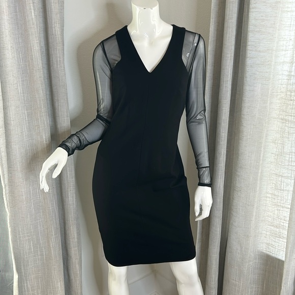 Calvin Klein black illusion long sleeve dress size 4 - Picture 1 of 11